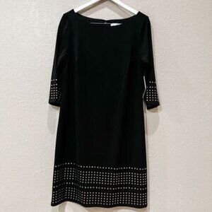 Eliza J Black Shift Dress with Gold Stud Embellishment size 12 cocktail dress‎